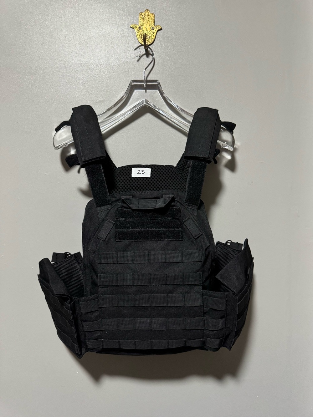 Black Tactical Style Costume Vest MOLLE Pouches Stage Prop Lightweight